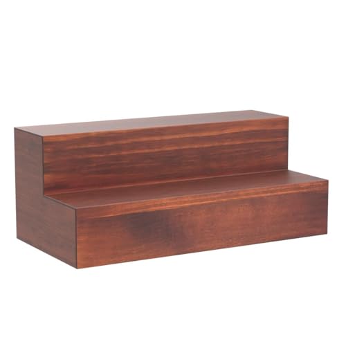 2 Pack 16 Inch 2 Tier Real Wood Liquor Bottle Display Shelf for Home Bar M580609
