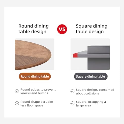Round Wooden Dining Table for 4-6 People, Solid Wood Legs, Walnut Q976984