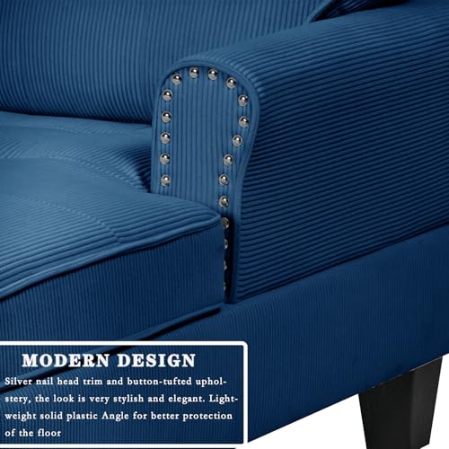 63" Sleeper Chaise Lounge Indoor, 2-in-1 Corduroy Recliner Sofa Bed with Adjustable Backrest D97930