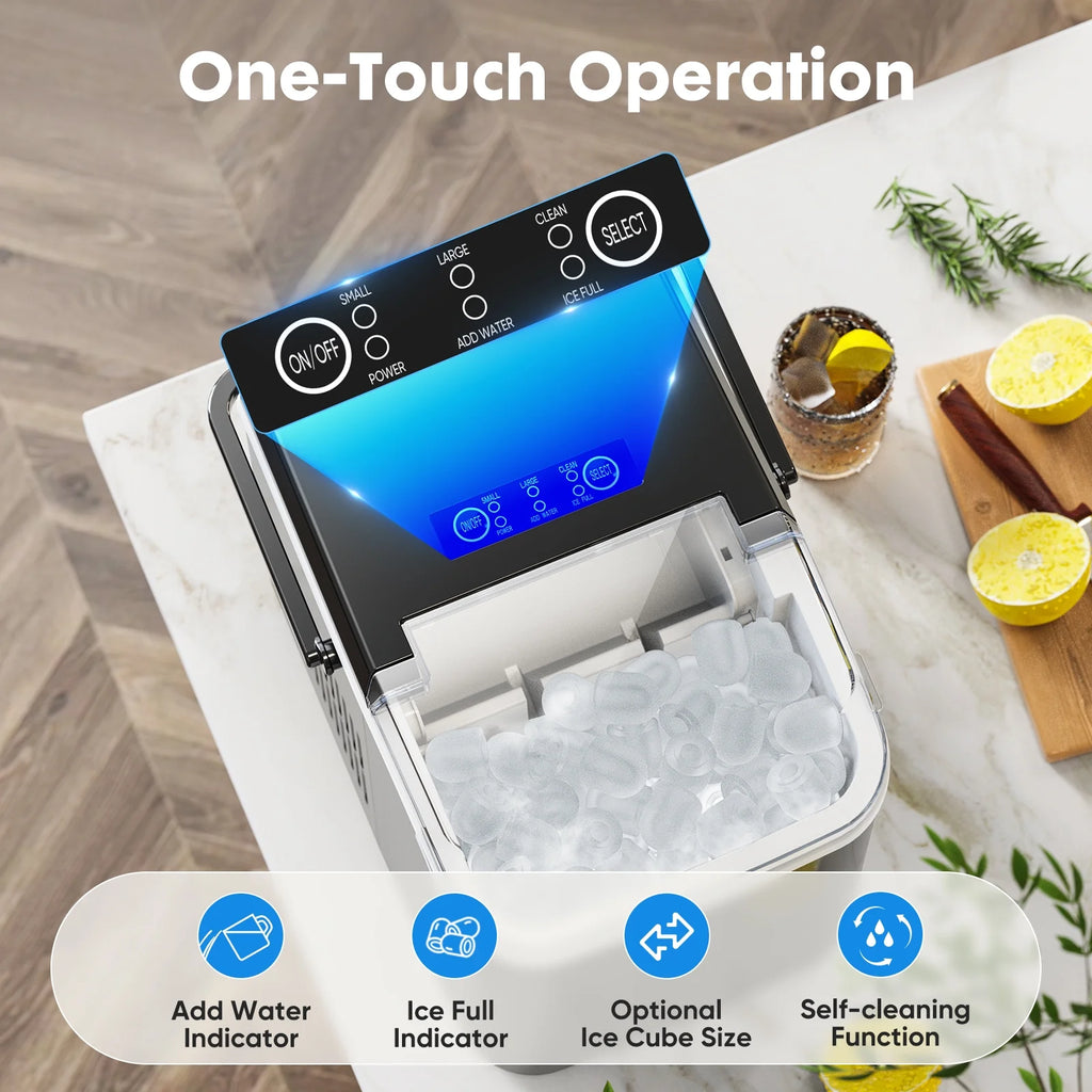 Portable 1.5L Electric Ice Maker 26.5lbs/24H Touch Control Self-Cleaning X859356
