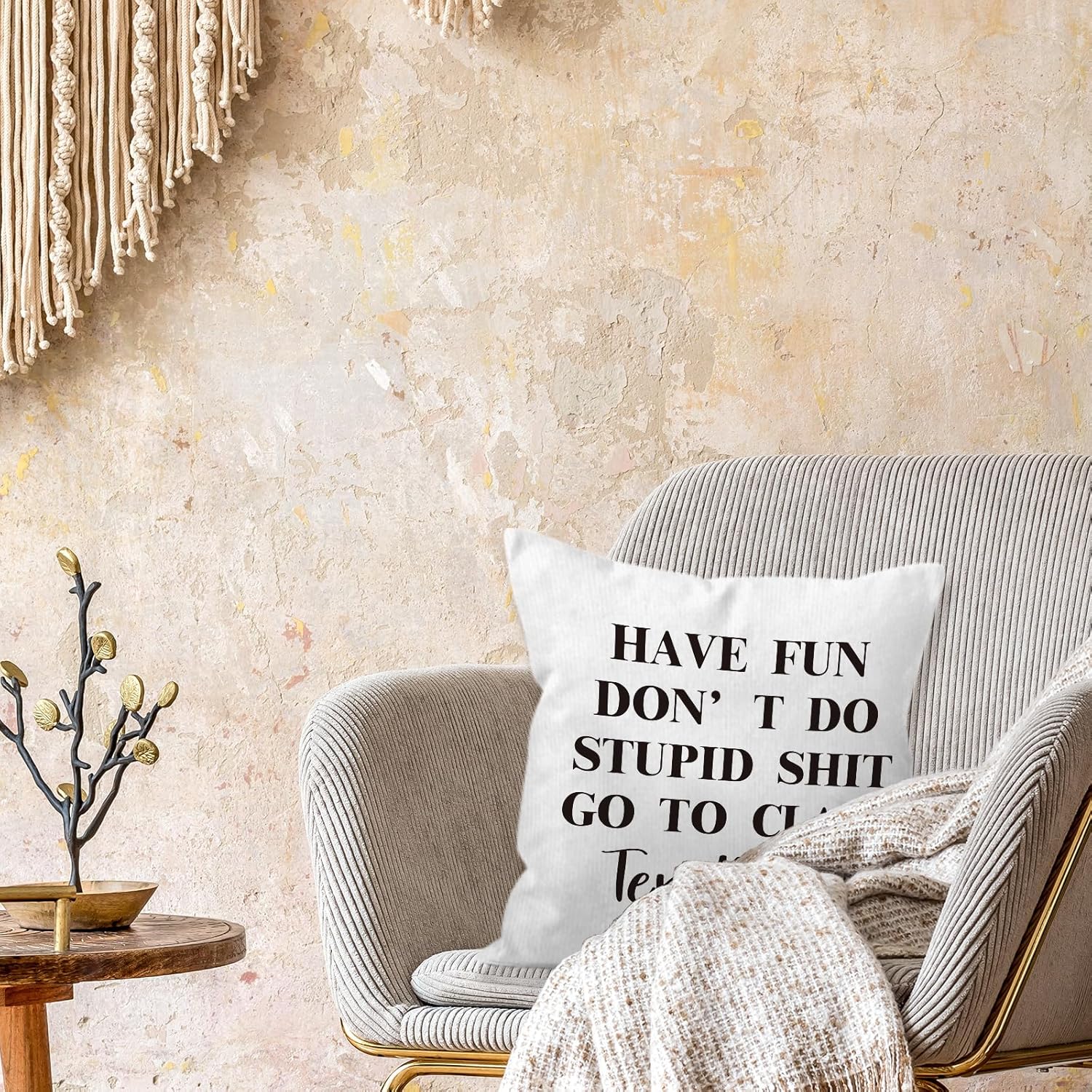 Funny Text Throw Pillow Covers 18x18, Dorm Room Classroom Decor D3504