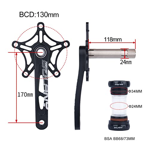 Folding Road Bicycle Crank Arm Set 170mm 130 BCD with BB P5138