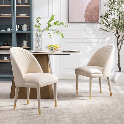 Velvet Dining Chairs Set of 2 with Wood Legs S8795