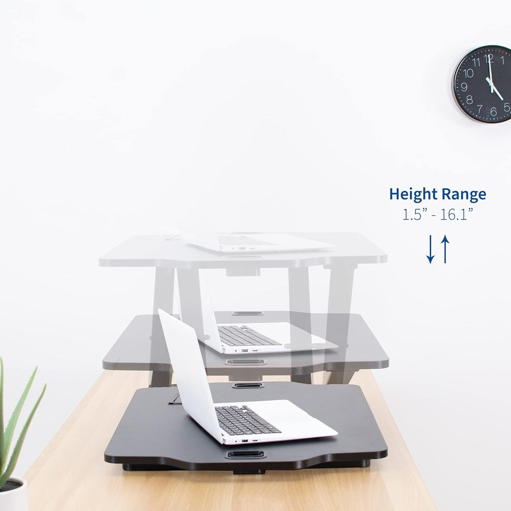 Adjustable 27 inch Standing Desk Converter, Sit Stand Tabletop Riser Workstation, Black Q15947