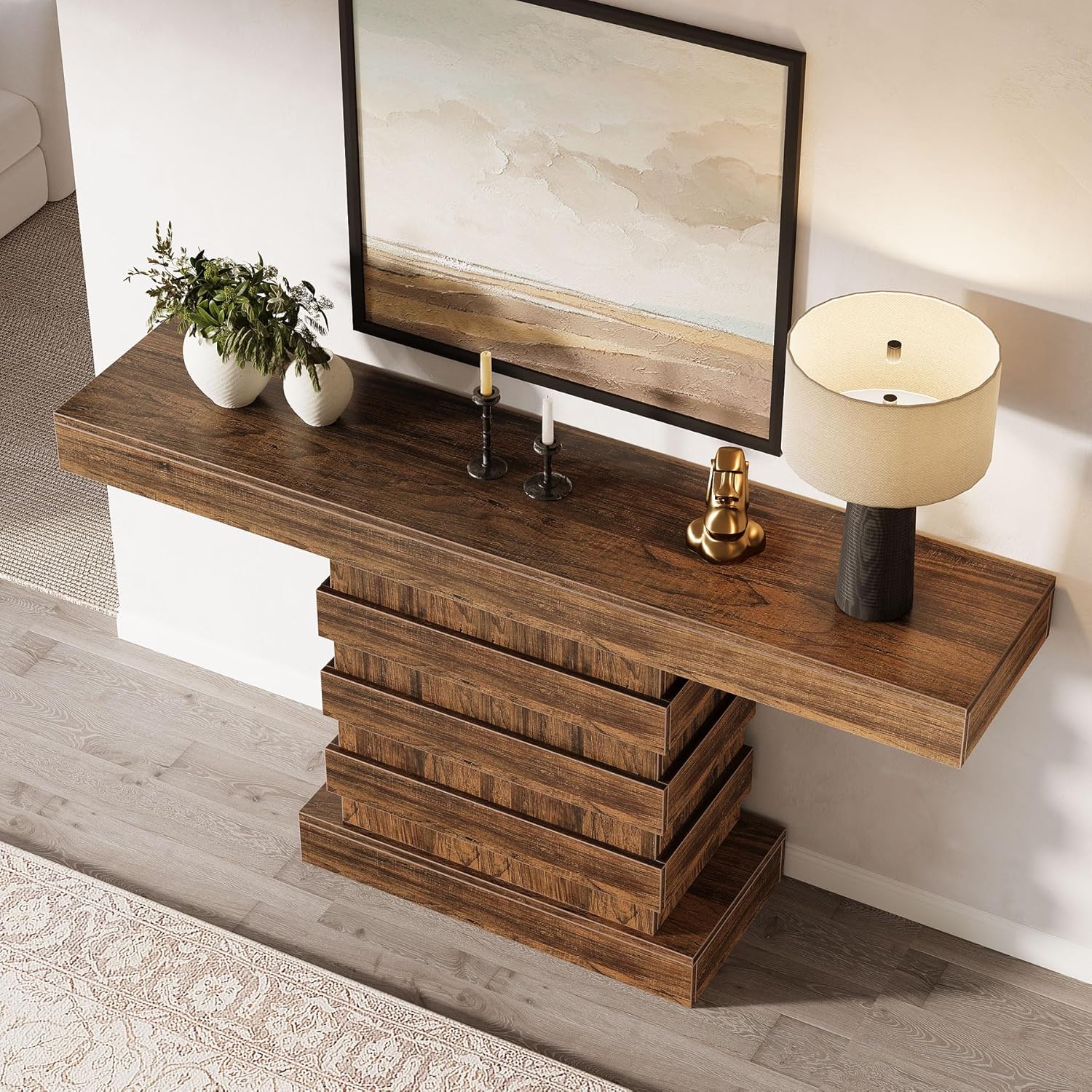 63-Inch Farmhouse Narrow Console Table for Entryway, Living Room, Rustic Brown G281732