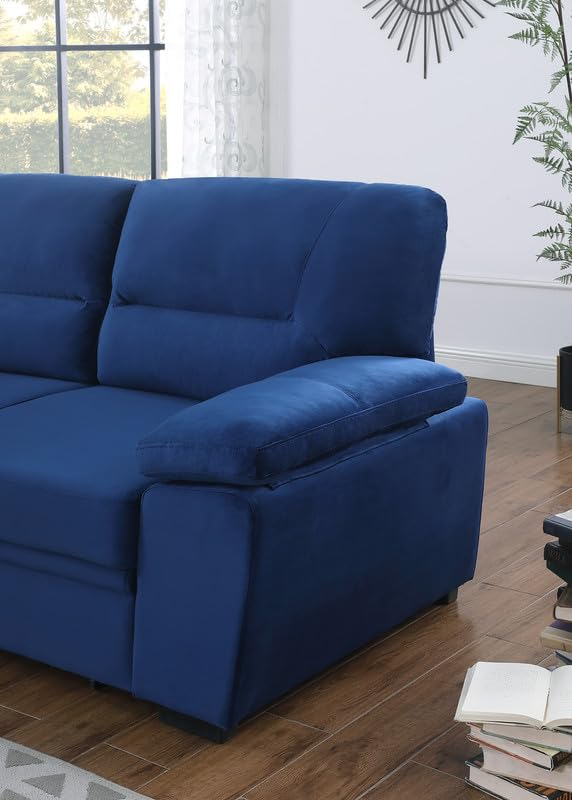 L Shaped Sleeper Sectional Sofa with Storage Chaise, Black Grey U629421
