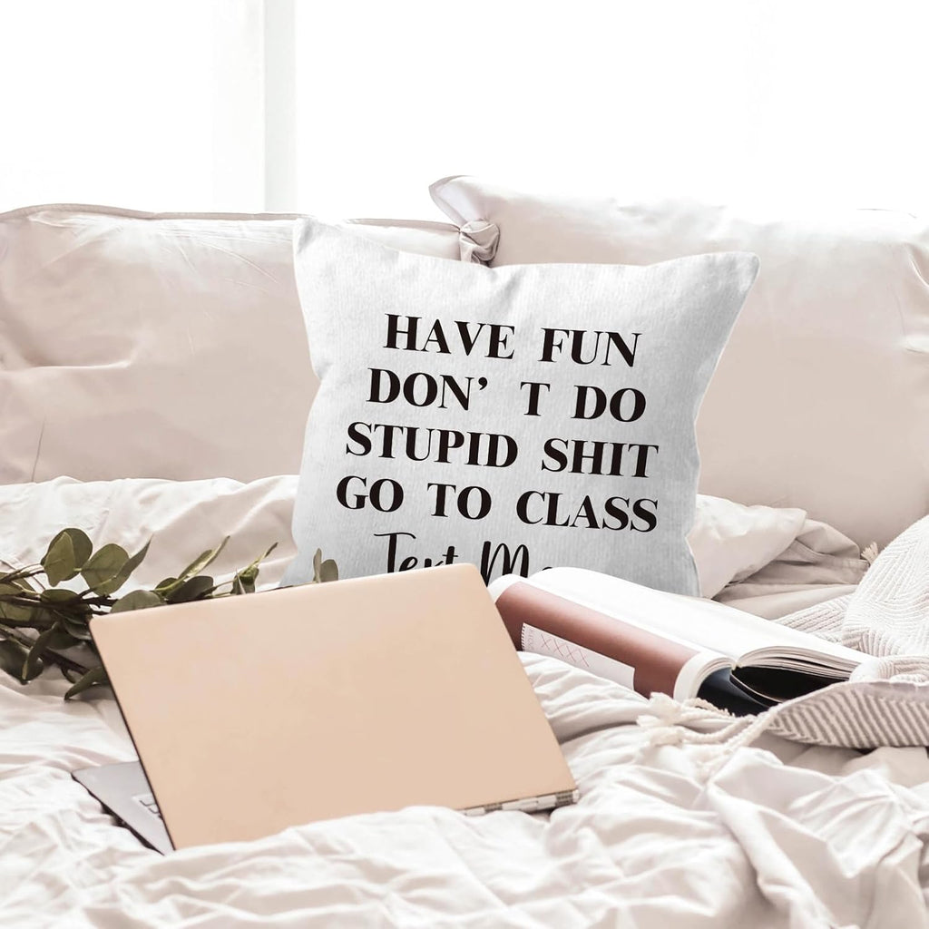 Funny Text Throw Pillow Covers 18x18, Dorm Room Classroom Decor D3504