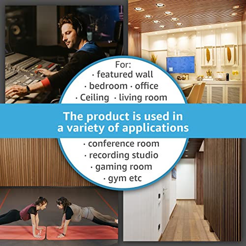 Wood Slat Acoustic Panels for Wall and Ceiling, 3D Textured, Matte Black C593959