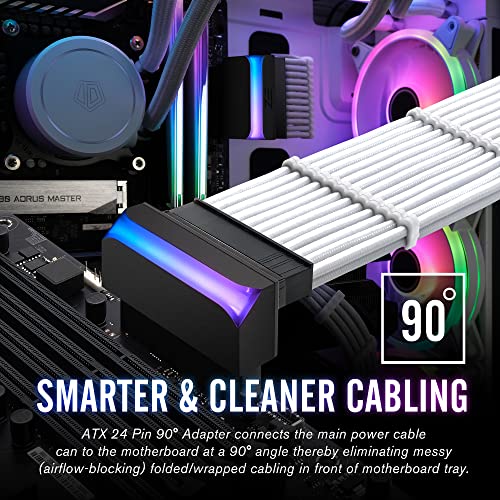 ATX 24-pin 90 Degree Power Connector Adapter for Motherboard, White M774923