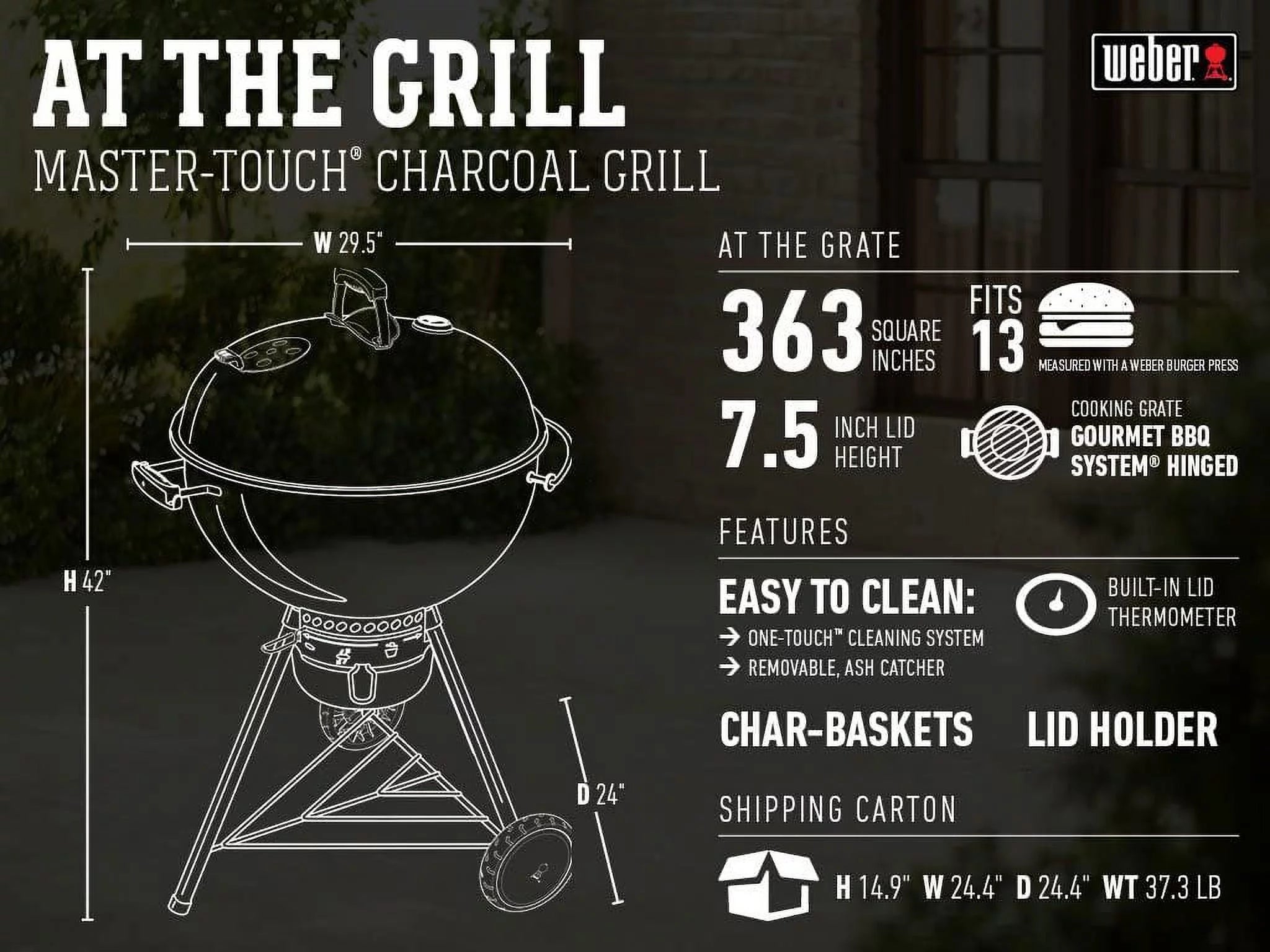Charcoal Grill, 22-Inch, Black F117278