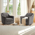 COLAMY 360° Swivel Accent Chair Set of 2, Upholstered Fabric Leisure Armchair with Lumbar Pillow for Living Room Bedroom Home Office, Grey