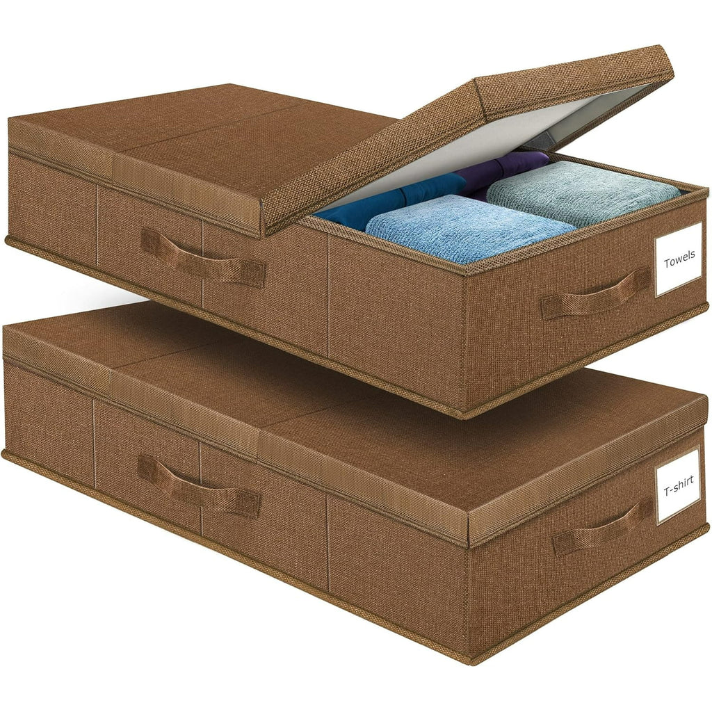 Underbed Storage Containers with Lids, Foldable Organizer Box for Clothes, Shoes, Blankets, Pillows F6366