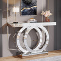 Tribesigns 43.3-Inch Mirrored Console Table, Modern Entryway Table with Thickened Mirror Finish Tabletop, Rectangle Glass Sofa Table Foyer Table for Living Room, Entrance, Hallway