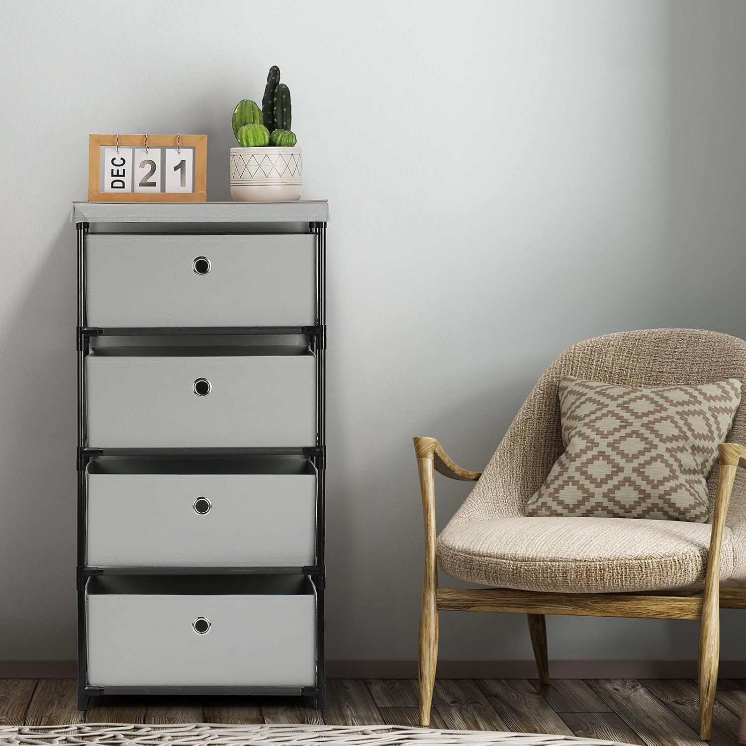 Fabric Storage Dresser with 4 Drawers for Bedroom L8107