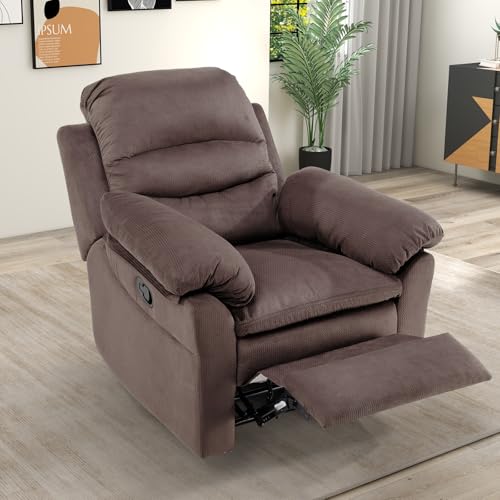 Manual Recliner Chair, Breathable Fabric with Padded Backrest and Armrests Q765
