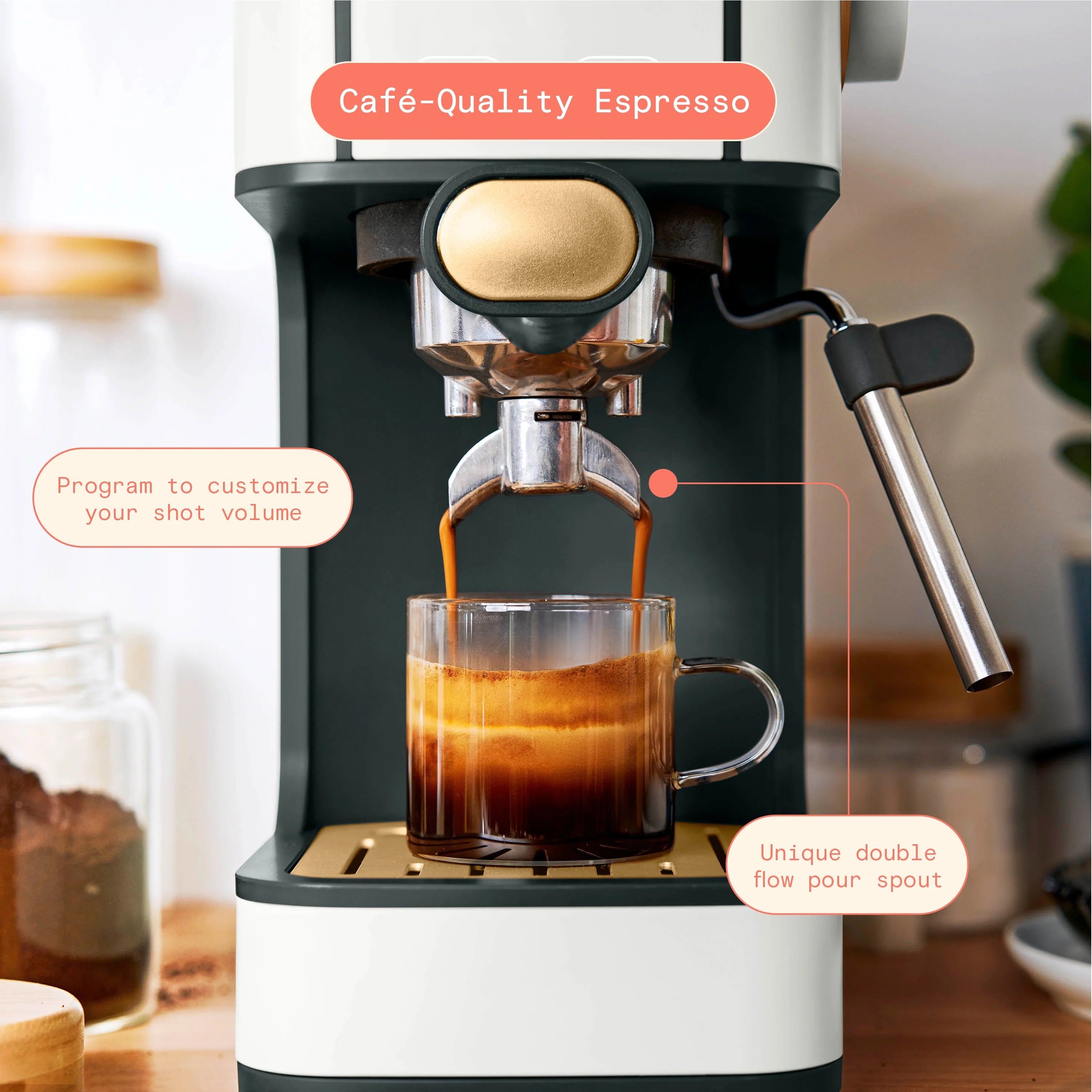 Slim Espresso Maker with 20-Bar Pressure, White B3796