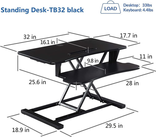 Adjustable Height Standing Desk Converter for Dual Monitor, Black K677268