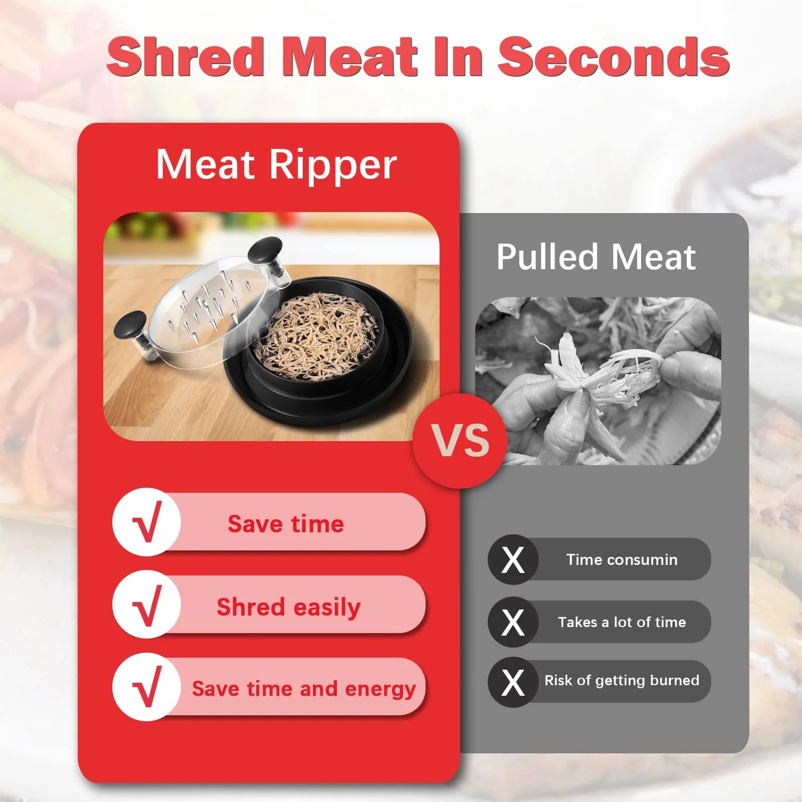 Chicken Shredder with Clear Cover and Non-Skid Base V183
