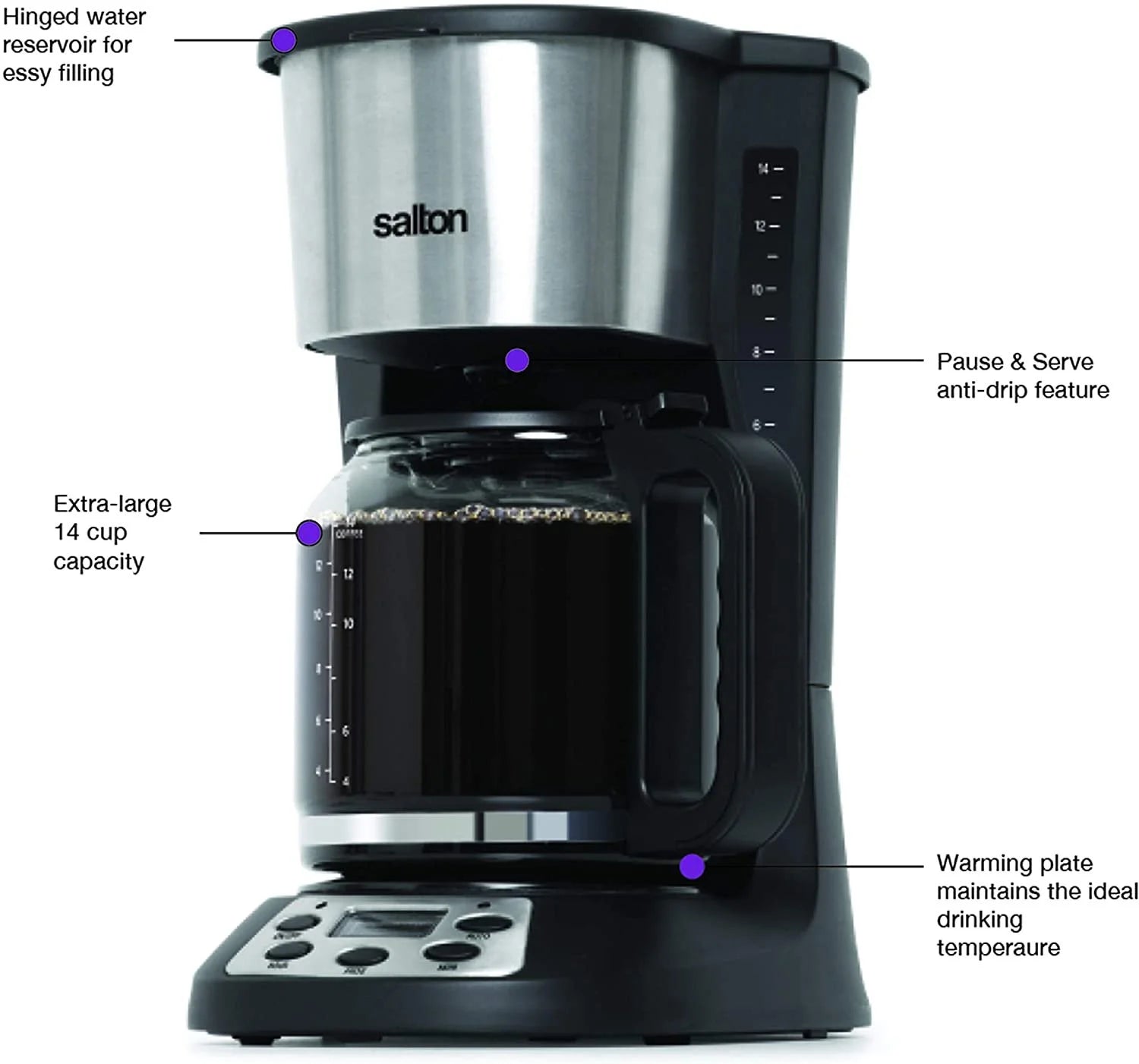 14 Cup Coffee Maker, Black P144