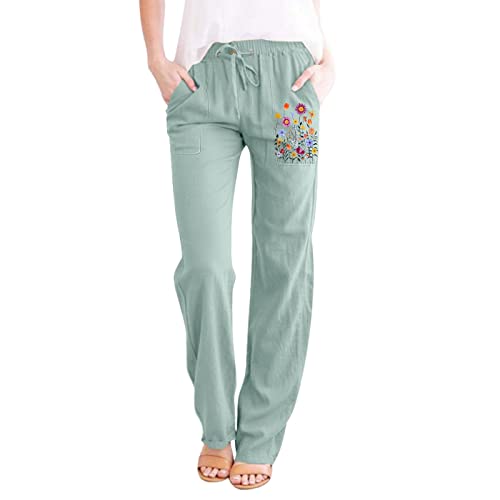 Women Leggings Yoga Loose Pants with Pockets Elastic High Waist Paper Bag Pants Linen Pants Business Casual