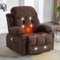 Massage Recliner Chair, Swivel and Rocking Recliner with Heat and Vibration, Breathable Fabric Ergonomic Single Sofa Chair for Living Room with Cup Holders, Side Pockets and USB