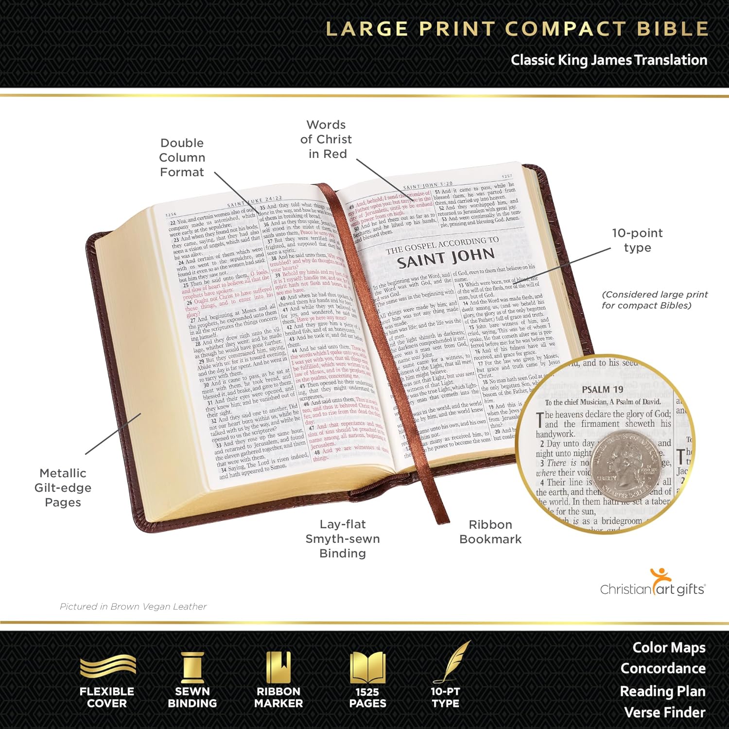KJV Holy Bible Compact Large Print Faux Leather Red Letter Edition P770