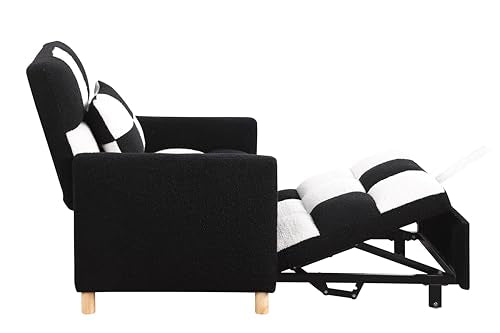 Convertible Sleeper Sofa Chair Bed with Adjustable Backrest, Velvet Fabric L4694