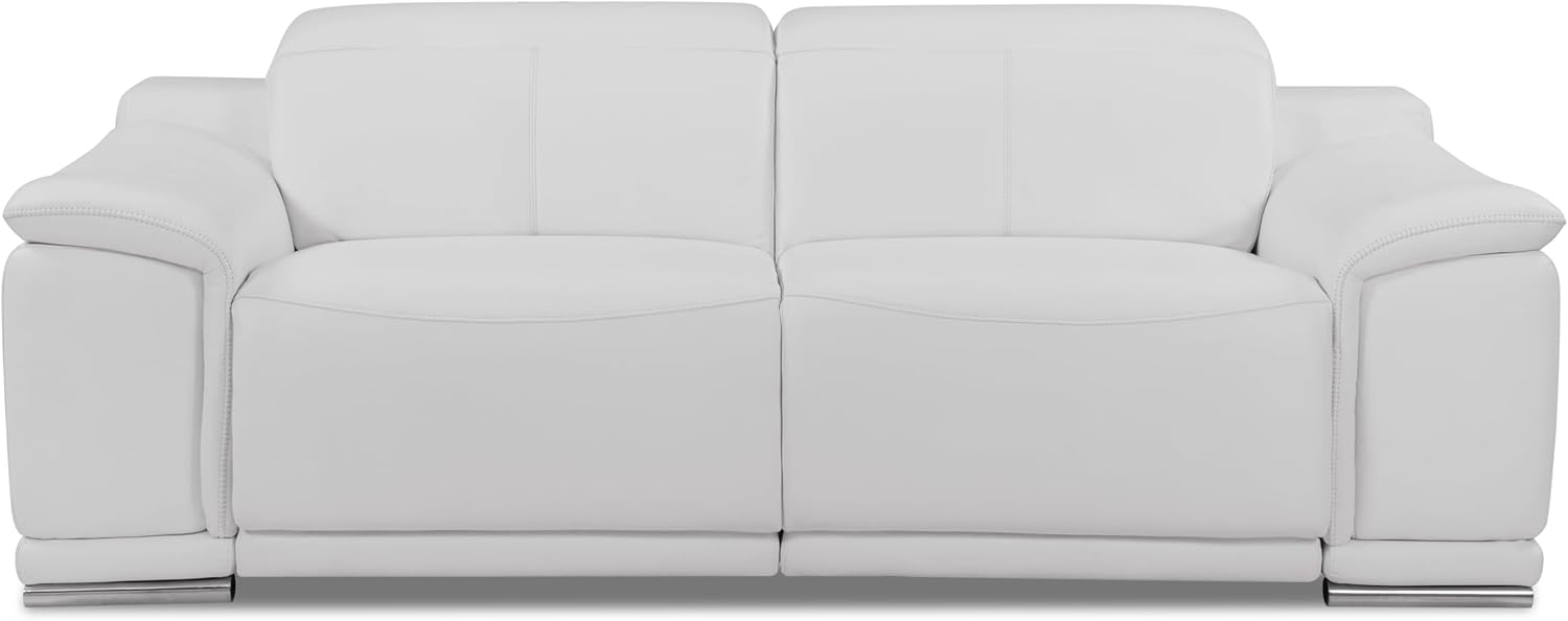 87 Inch Italian Leather Power Reclining Sofa, White A959251