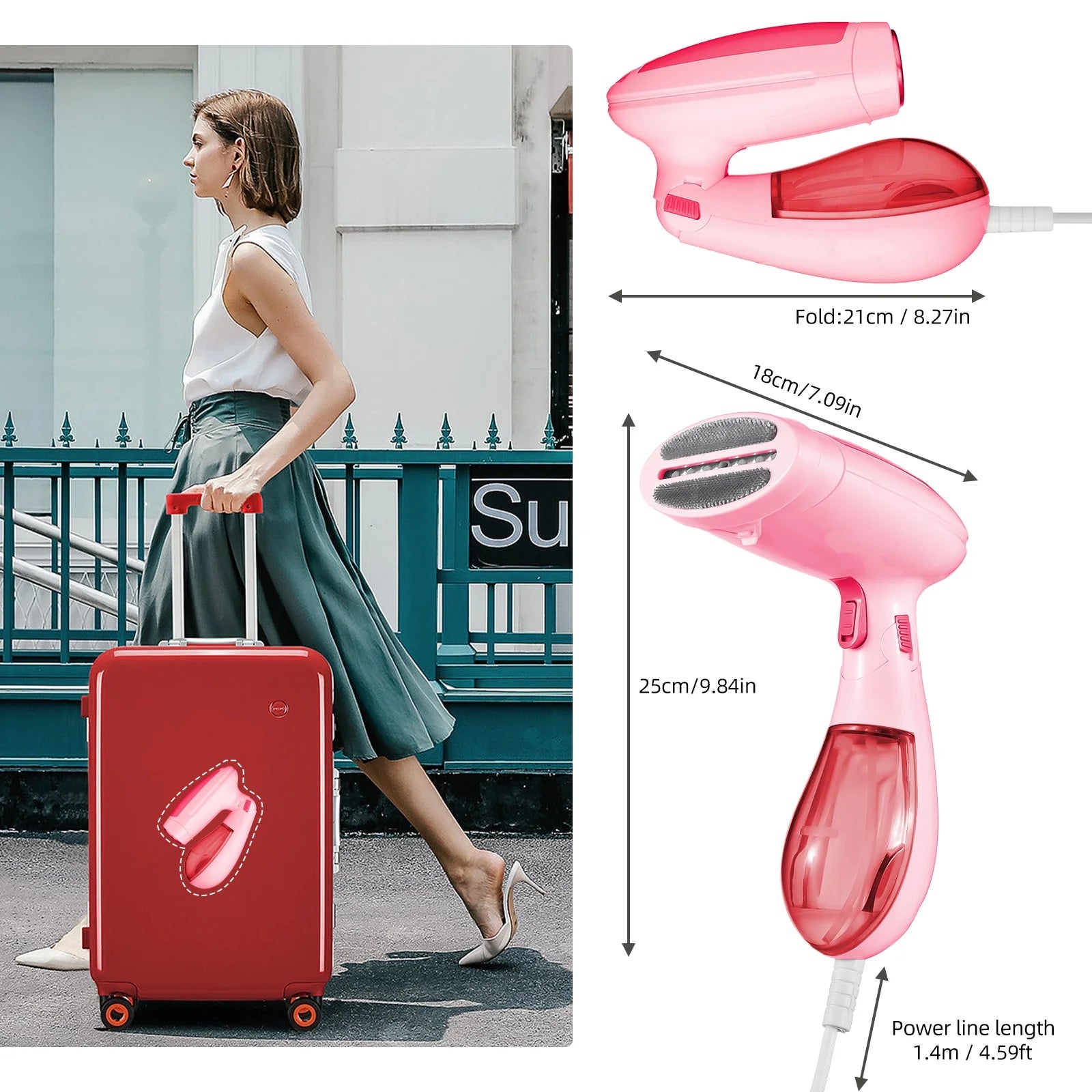 Handheld Travel Steamer for Clothes, Portable Fabric Wrinkle Remover D66920