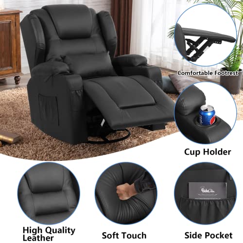Swivel Rocker Recliner, 360 Degree Manual Glider Chair with Cup Holders Q389216
