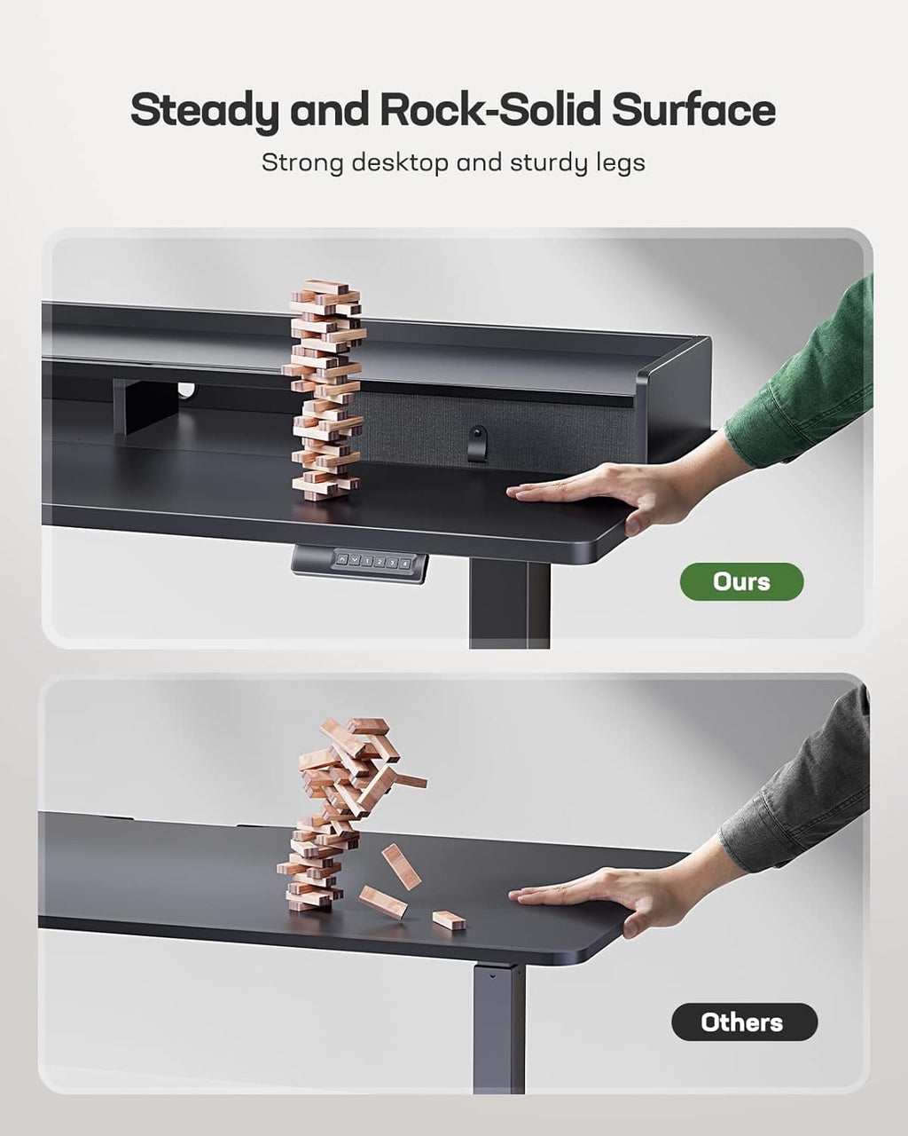 Electric Standing Desk with Dual Drawers, Height Adjustable, Home Office, Black G6862