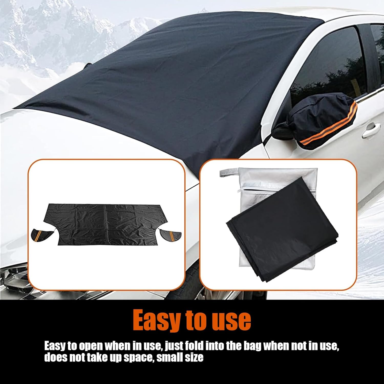 Car Windshield Snow Cover with Ice Guard, UV Protection, Universal Fit for Cars SUVs Trucks X529