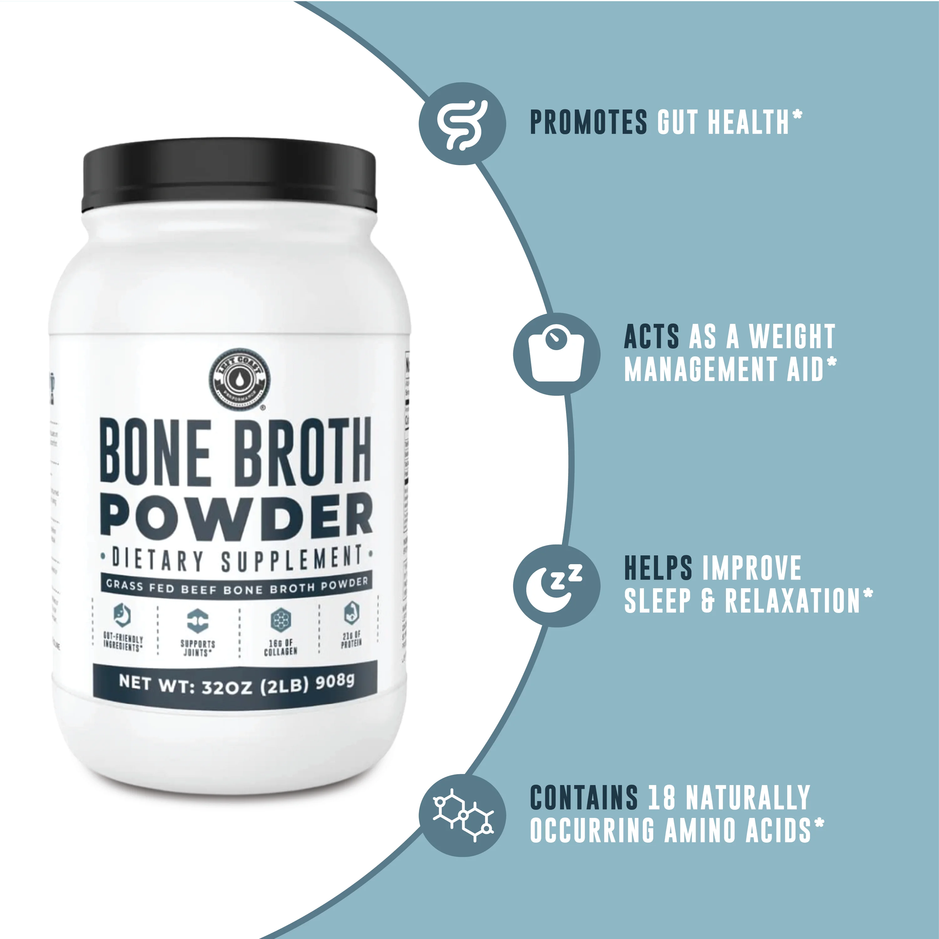Keto Bone Broth Powder with Collagen, Unflavored, 42 Servings U1988