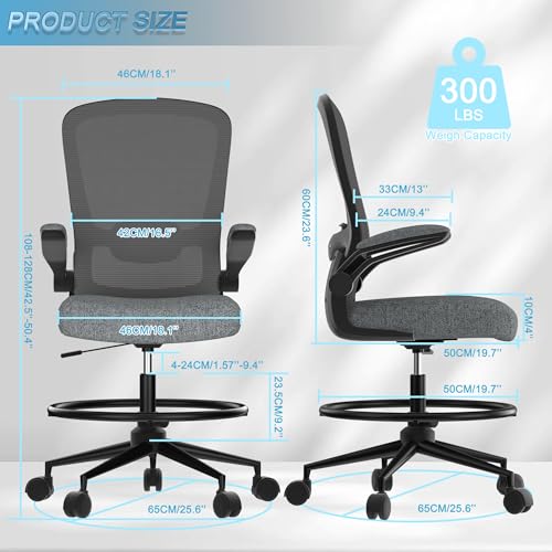 Drafting Chair with Flip-up Armrests and Lumbar Support H733