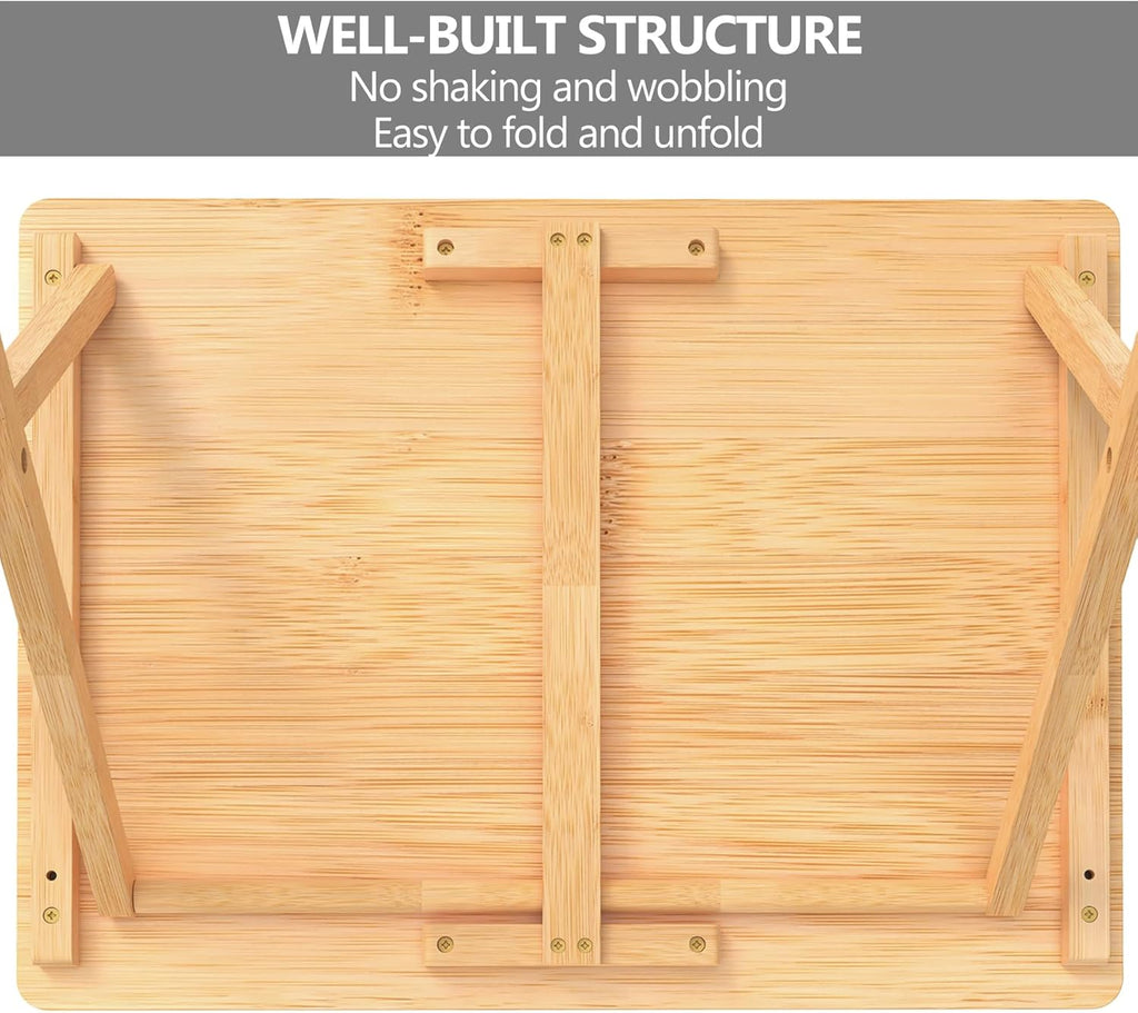 Folding TV Tray Table Set of 2, Bamboo, 24" Tall B694825