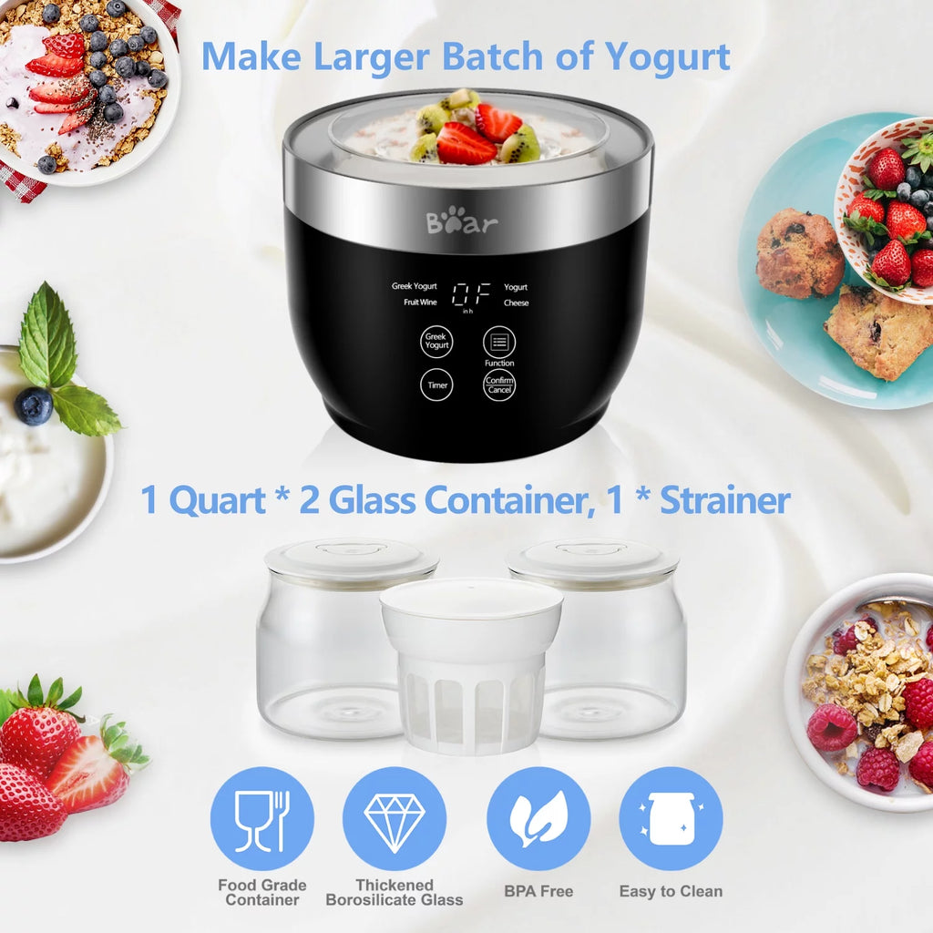 Greek Stainless Steel Yogurt Maker with 2 Glass Jars P274
