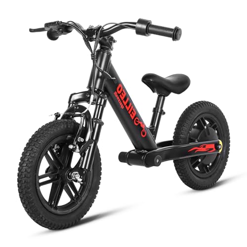 Spacewalk Electric Bike for Kids, 100W Electric Balance Bike Ages 3-5 Years Old, Kid Electric Motorcycle with 3 Speed Modes, 12 inch Inflatable Tire and Adjustable Seat