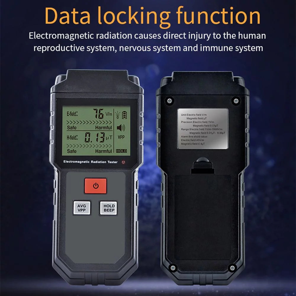 EMF Meter Electromagnetic Radiation Tester Digital Display W583042