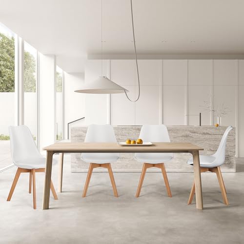 Dining Chairs Set of 4, PU Leather, Wood Legs, White W824536