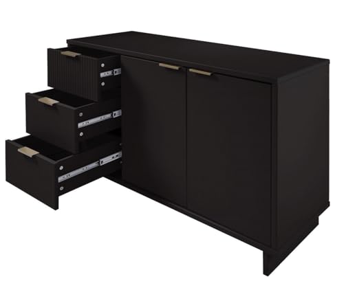 Modern Sideboard Buffet Cabinet with Storage, 3 Drawers and Shelves, Sage Green B5461