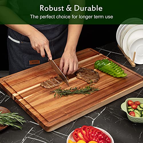 Acacia Wood Cutting Board with Juice Groove, 20x15 Inch P13186