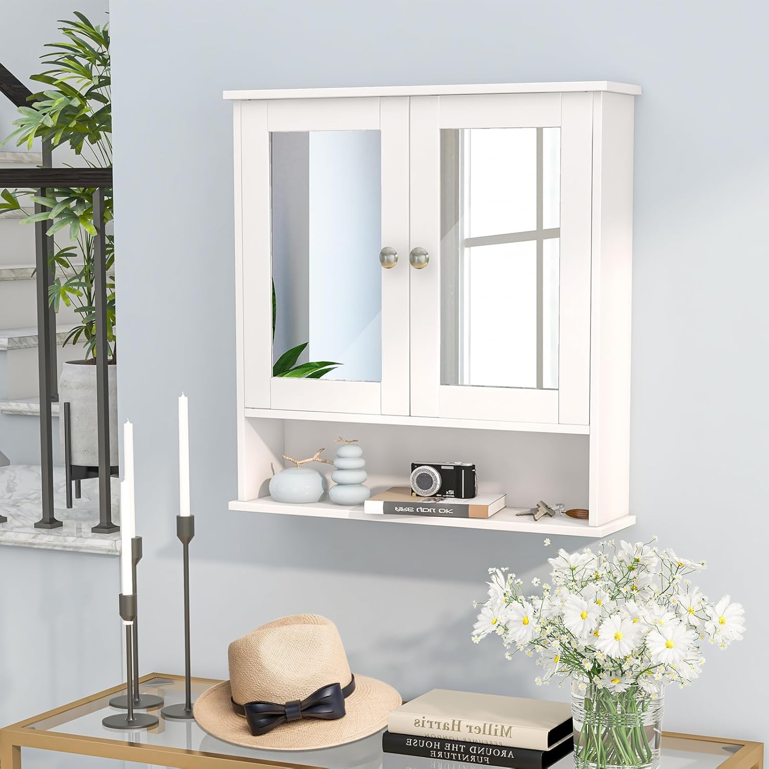 Wall Bathroom Storage Cabinet, White P536