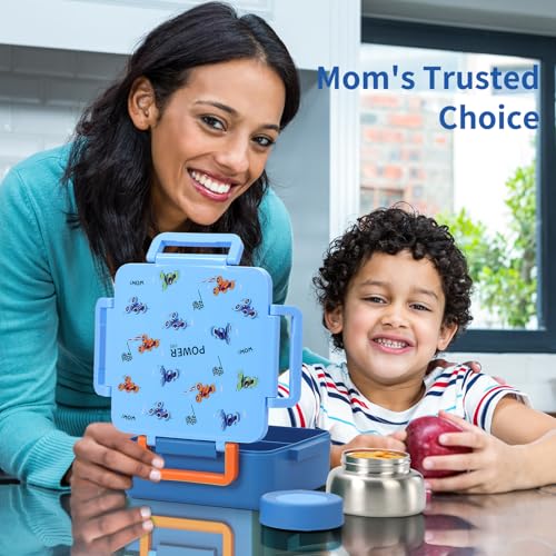 Kids Lunch Box with Thermos, 4 Compartments, Insulated, Drop-Proof, Dishwasher Safe I175