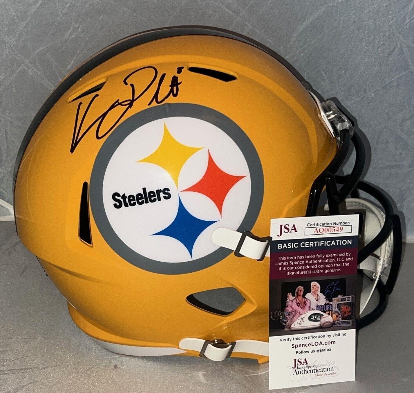 Kenny Pickett signed Pittsburgh Steelers Yellow Full Size helmet autographed JSA - Autographed NFL Helmets