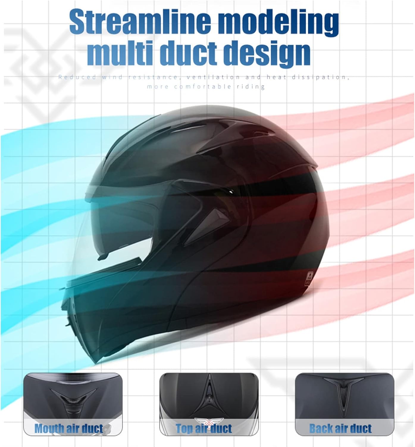 Modular Flip Up Full Face Motorcycle Helmet with Sun Shield T641616