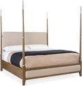 Hooker Furniture Chapman Veneers California King Four Poster Bed in Brown/White
