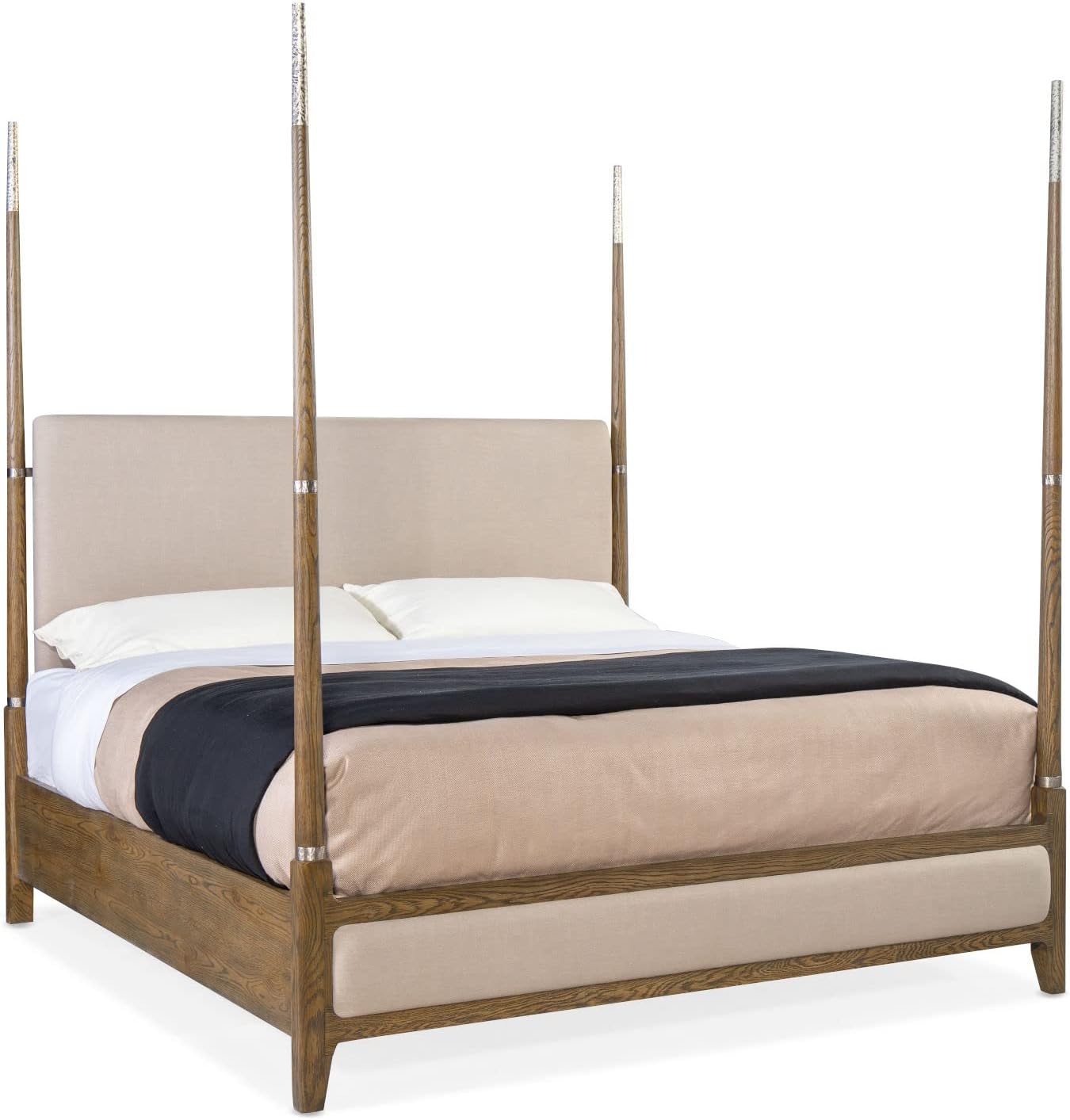 Hooker Furniture Chapman Veneers California King Four Poster Bed in Brown/White