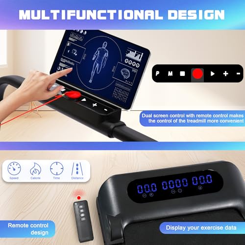 Under Desk Walking Pad Treadmill, 3 in 1 Portable Mini Treadmill for Home and Office, 265 lb Capacity with Remote Control and LED Display U472