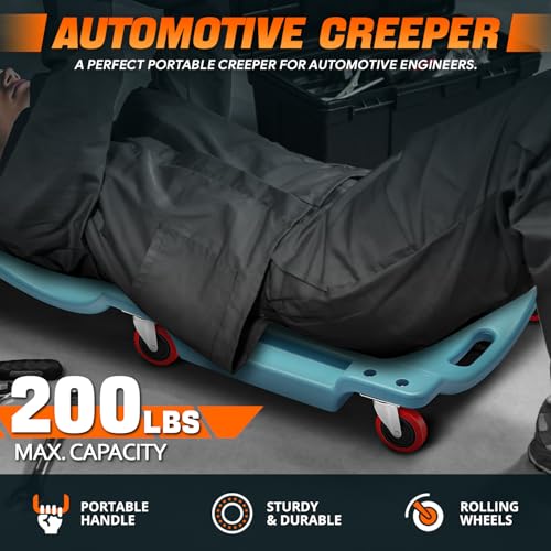 Low Profile Automotive Creeper with Padded Headrest, Red U80837