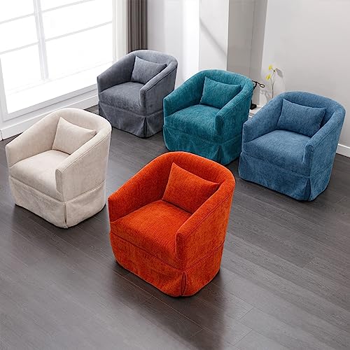 Swivel Accent Armchair Set of 2, Upholstered 360 Degree Barrel Chair with Skirt and Pillow D51973